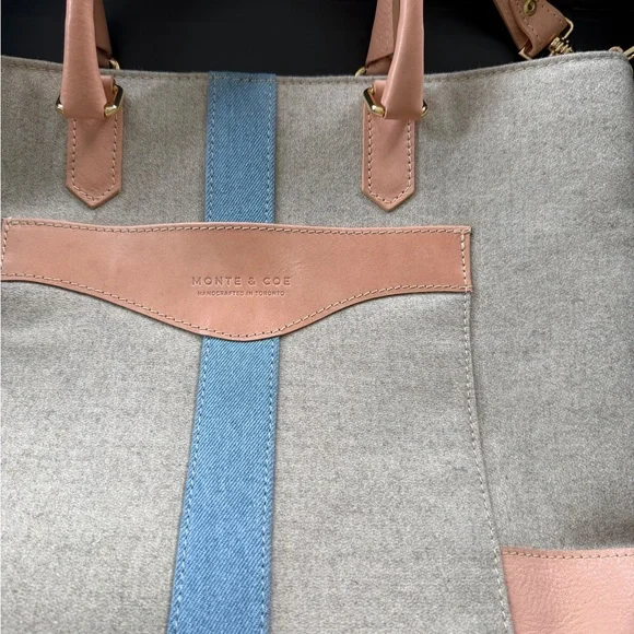 Beige and Blue Tote Bag